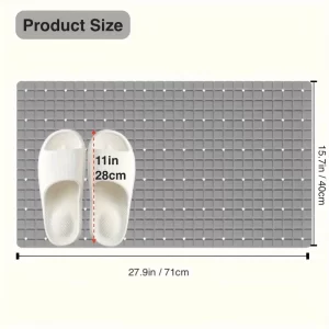 1pc PVC Non-Slip Bath Mat with Suction Cups with Drain Holes, 27.9*15.7inch/71x40cm Shower Mat Safe Mat, Bathroom Mat, Easy Dry