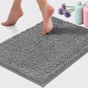Chenille Soft Plush Bath Mat Super Absorbent Washable Non Slip Bathroom Comfortable Carpet for Shower Toilet Doormat Floor Rugs