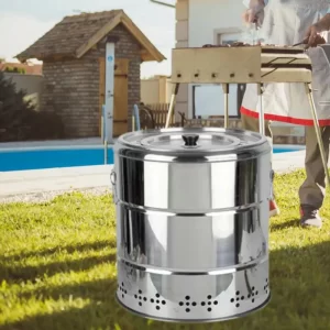 Outdoor Camping Smokeless Barbecue Hanging Grill Portable Tabletop Cooking Grill Stoves Charcoal BBQ Grill Barrel for Picnic