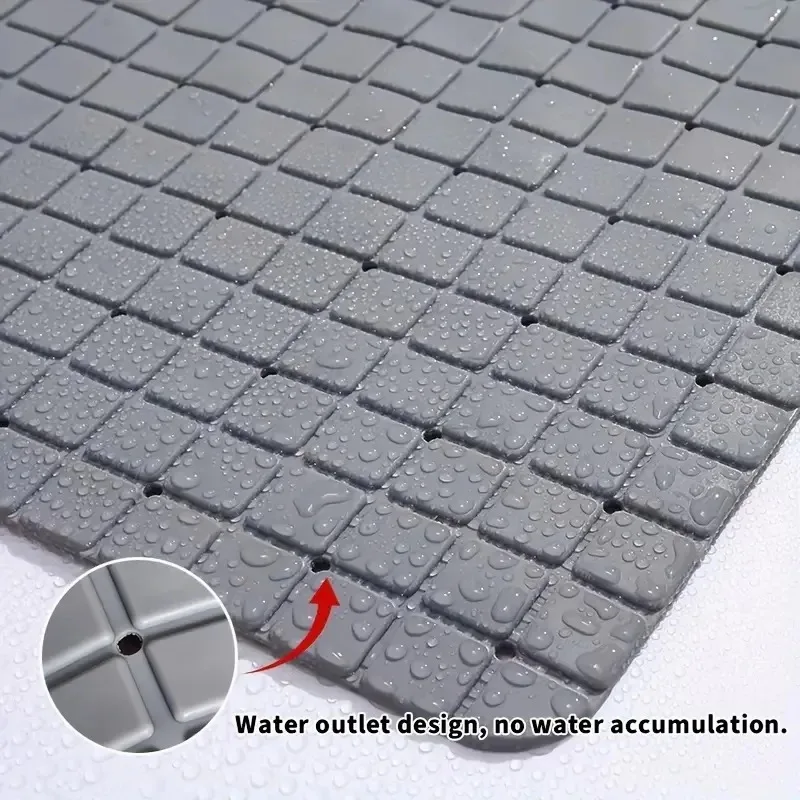 1pc PVC Non-Slip Bath Mat with Suction Cups with Drain Holes, 27.9*15.7inch/71x40cm Shower Mat Safe Mat, Bathroom Mat, Easy Dry - Image 4
