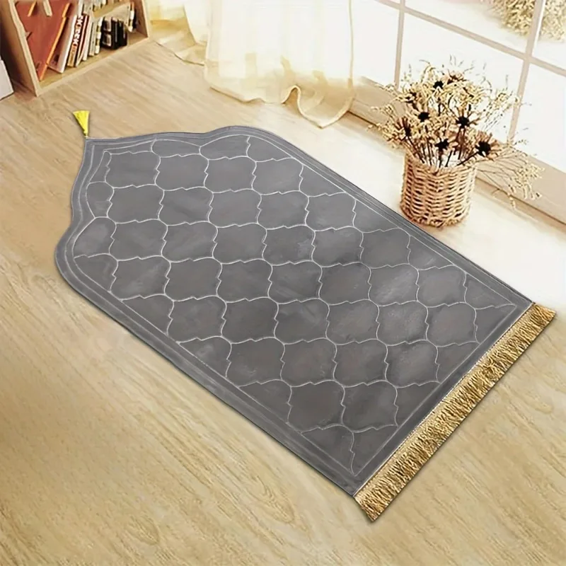 Soft Prayer Mat Thick Sponge Easy To Carry with Tassel Embossed Prayer Mat for Multiple Scenes - Image 2