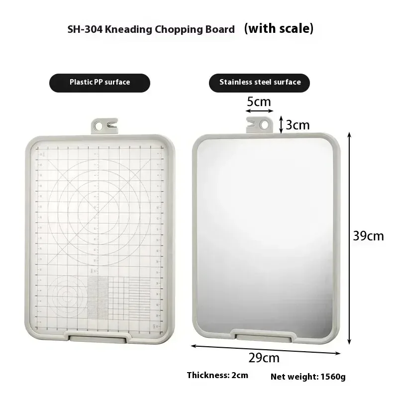 2025 New 304 Stainless Steel Cutting Board with Knife Sharpener, Double-sided Usable Kitchen Cutting Board, Chopping Board - Image 6