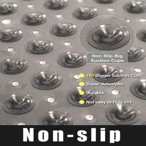 Square Bath Mat, Non-slip Bath Mat with Suction Cup, Bath Mat, Drain Hole, Machine Washable