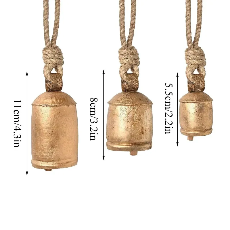 Giant Harmony Cow Bells Large Vintage Handmade Rustic Lucky Christmas Antique Bell Christmas Courtyard Wind Chimes Decor - Image 3