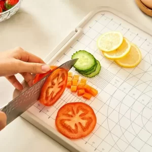 2025 New 304 Stainless Steel Cutting Board with Knife Sharpener, Double-sided Usable Kitchen Cutting Board, Chopping Board