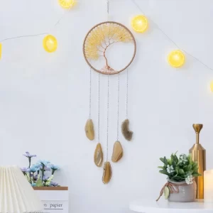 7 Chakra Tree of Life Moon Dream Catchers Crystal Stone Rainbow Natural Gemstones Suncatcher Hanging Home Room Wall Decoration