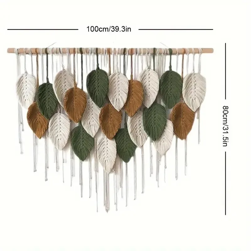 Boho Home Decoration, Macrame Tapestry Macrame Leaf Feather Wall Hanging Decor for Living Room Bedroom, Boho Wall Art Home Decor - Image 5