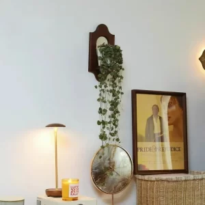 Vintage Wall Mirror with Shelf Solid Wood Aromatherapy Candlestick Holder Hanging Decor Decorative Wall Rack for Living Room