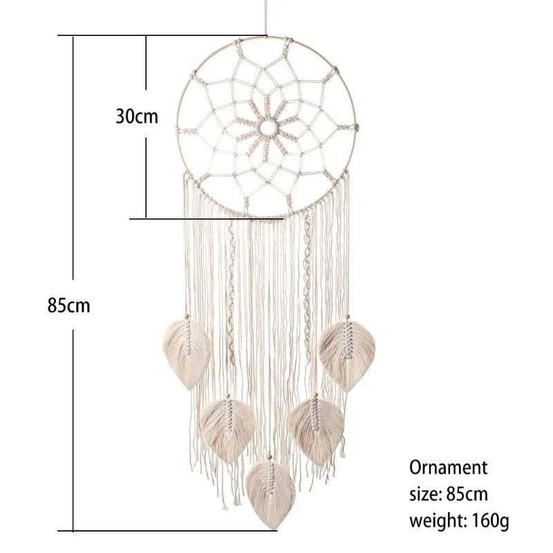 Macrame Dream Catcher Bohemian Leaf Wall Hanging Nordic Decor Boho Handmade Tapestry Ornaments for Home Living Room Decoration - Image 6