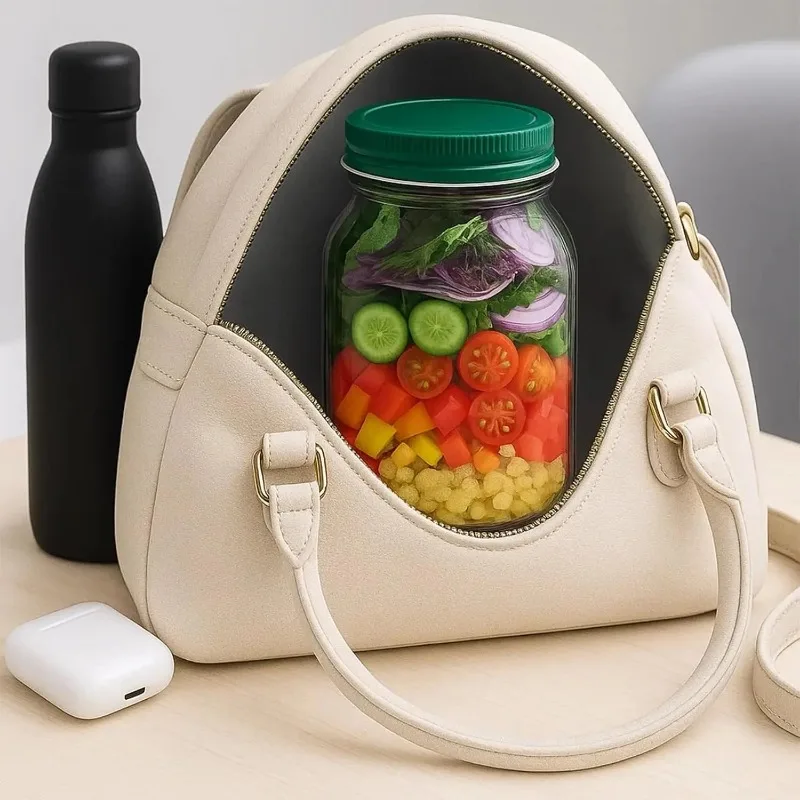 Salad Pod Salad Jars with Lids Meal Prep Leakproof Container Salad Container with Side Hatch Bowl for Home Outdoor Travel Lunch - Image 6